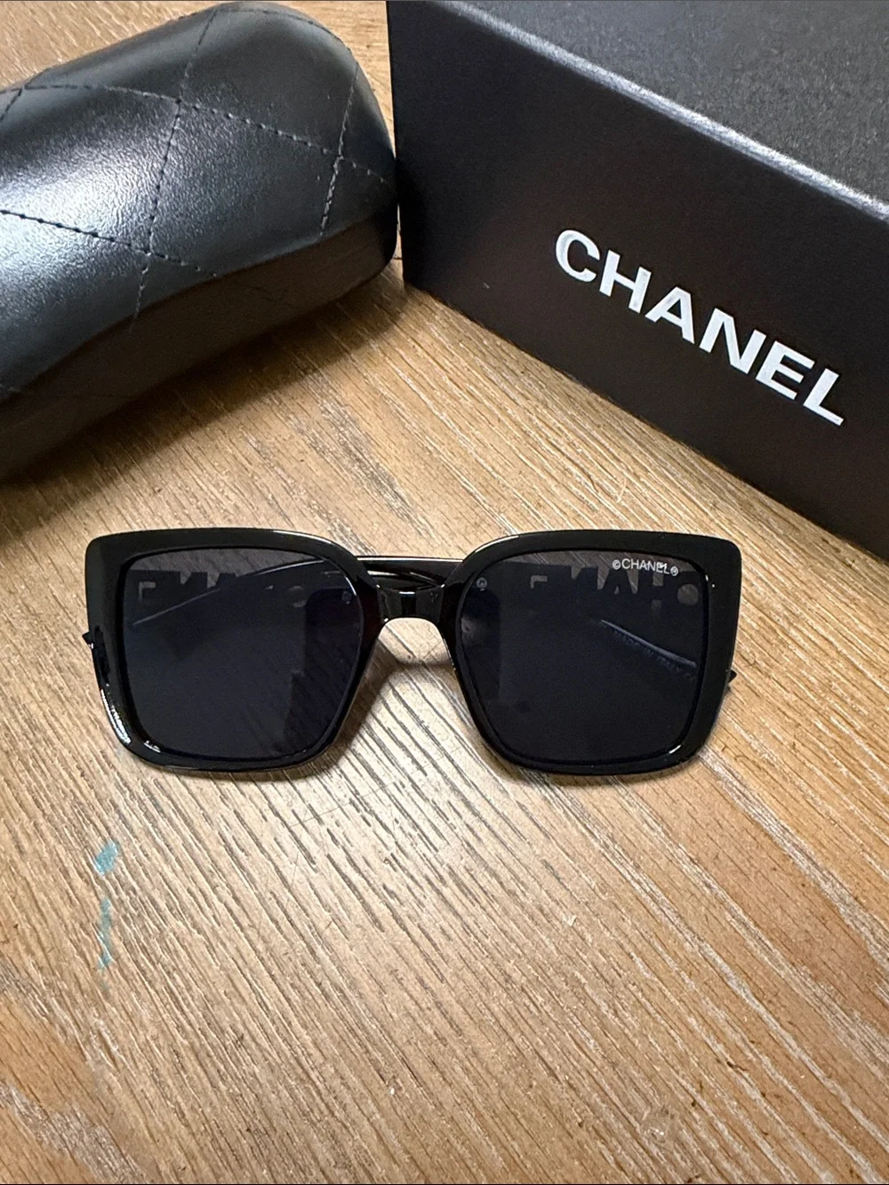CHANEL Black Square Oversized Sunglasses